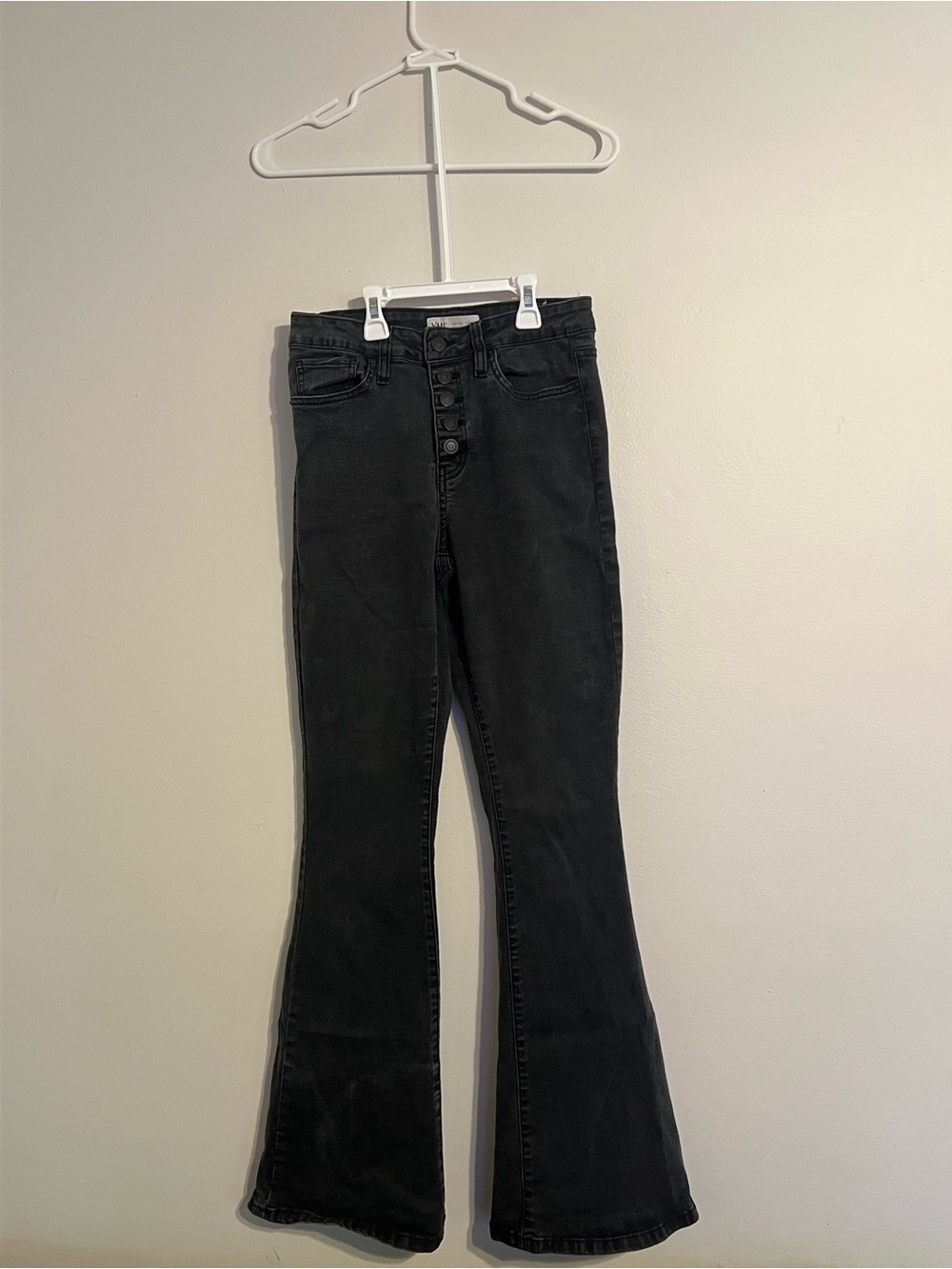 YMI Women's High Rise Flare Jeans Black Denim Size 9/29 5 Button Closure Pockets